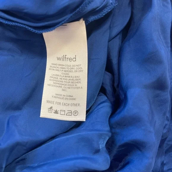 Aritzia Wilfred Only Ruched Slip Dress Adjustable Length Night bird Blue sz SML - Picture 8 of 10